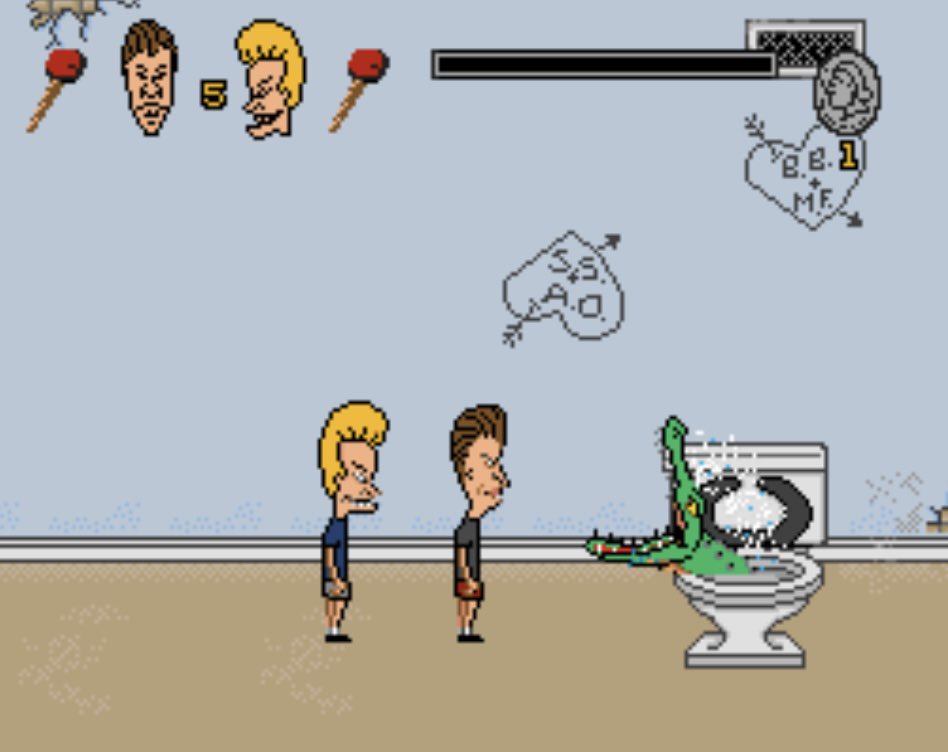 UseTheBathroom's tweet photo. You cannot use the bathroom in Beavis and Butt-Head but unexpected things can come out of it to hurt you https://t.co/zx7Vj9QcW0