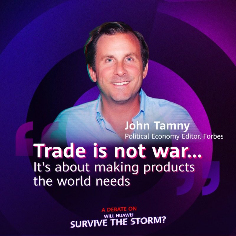 HuaweiUSA's tweet photo. War! Huh! What is it good for?! Absolutely nothing 🎶 Watch what John Tamny has to say about this subject: https://t.co/clCSryTdPY
#HuaweiDebate #GreatMindsTalk https://t.co/ml3mlTi4L6