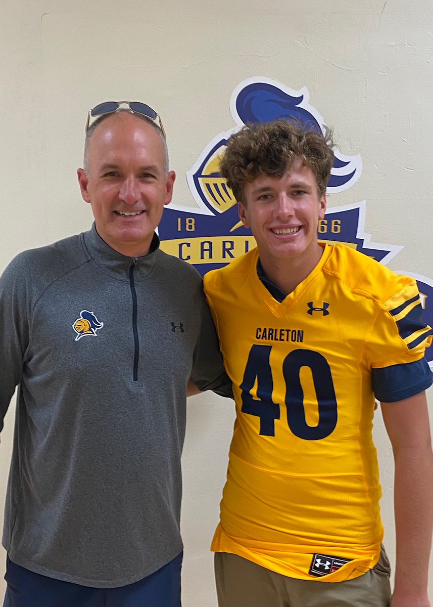 MarcusMerk2022's tweet photo. 100% committed! Carleton Knights co 2026. Thank you @CarletonFB @CarletonKnights @CoachJournell for this opportunity. Thank you @ReggieWithersp2 @CoachKevinJone4 @Chris_Sailer for preparing me.  Thank you @ChristinaMerk12 @MarkMerkelbach @MiaMerk2024 for everything. #KeepStackin https://t.co/yTTpWeWfMC