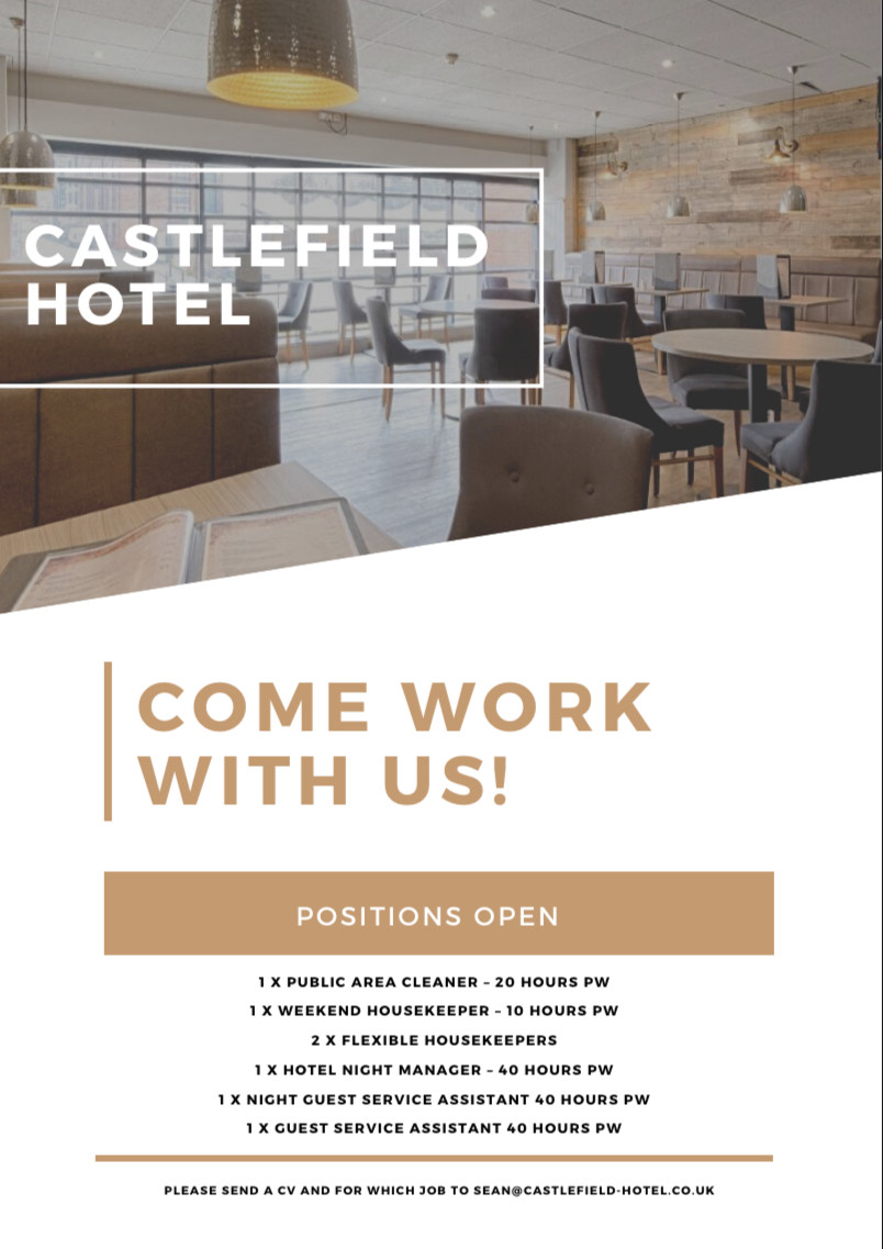 Castlefield Hotel (@thecastlefield) on Twitter photo We're hiring!
All vacancies and job roles are listed down below, please contact Sean on sean@castlefield.hotel.co.uk for further information.
#Jobs #Manchester #CastlefieldHotel #Hospitality #YMCA #work #Hotel #Manager We're hiring!
All vacancies and job roles are listed down below, please contact Sean on sean@castlefield.hotel.co.uk for further information.
#Jobs #Manchester #CastlefieldHotel #Hospitality #YMCA #work #Hotel #Manager