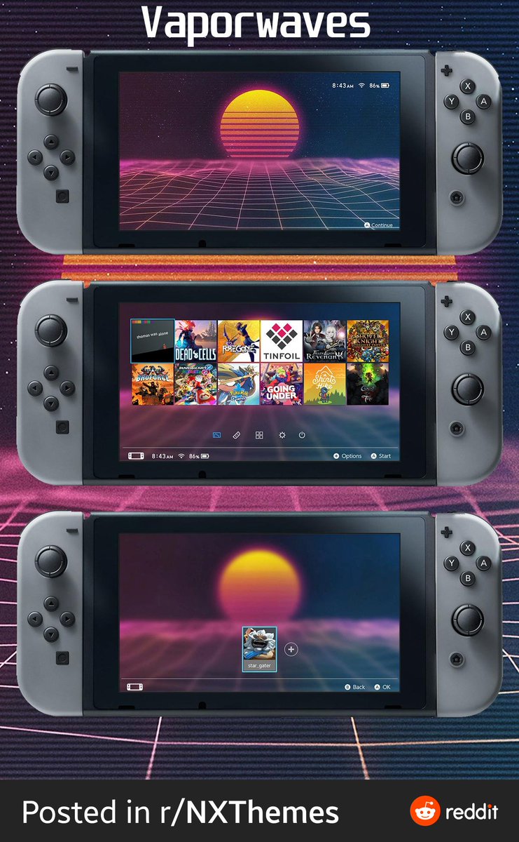 bytesizechris's tweet image. Vaporwave Switch Theme
bit.ly/3bdoAtc

#NintendoSwitch
#NXThemes
#SwitchHacks
#SwitchHomebrews