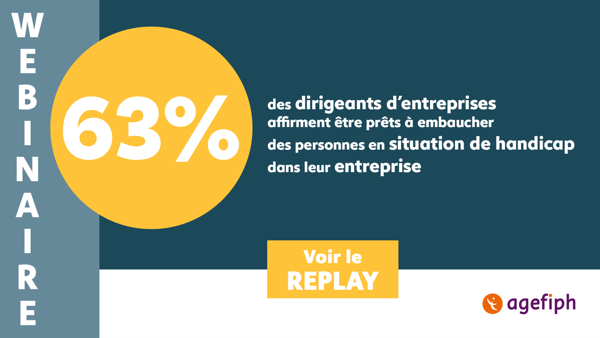 63% des dirigeants d'entreprises affirment être prêts à embaucher des personnes en situation de handicap. 👏🏼

<a href="/ROTH_CFECGC/">Christophe ROTH 🇲🇫🇪🇺</a>, Frédéric Dabi et <a href="/deyssart/">Didier Eyssartier</a>  ont présenté les résultats d'une enquête menée par l'@Ifop et l'@Agefiph lors d'un webinaire.

📌 bit.ly/3pVNjrZ