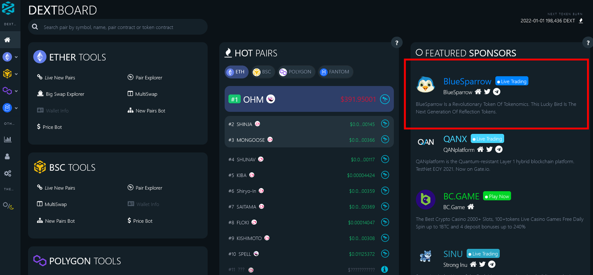BlueSparrowETH's tweet photo. BlueSparrow is now a @DEXToolsApp Featured Sponsor on : https://t.co/P6uIBR5kWp
@BlueSparrowETH Gives a Chance To Ordinary People To Win a Daily Draw .
🔥The Next Generation Of Reflection Tokens🔥
#BlueSparrow #Dextools #NFT #Win #Best_Token https://t.co/ndBCWLWyJh