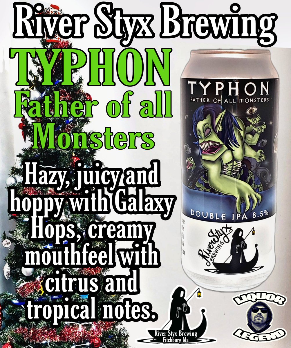Just Arrived from 
River Styx Brewing Co 
Typhon Father of all Monsters IMP NEIPA 8.5%
riverstyxbrewing.com #riverstyxbrewing 
#typhonfatherofallmonsters #imperialNEIPA #fitchburgma #SeasideWineAndSpirits #LiquorLegend #TheLiquorLegend #LegendForAReason #TheLegendContiniues