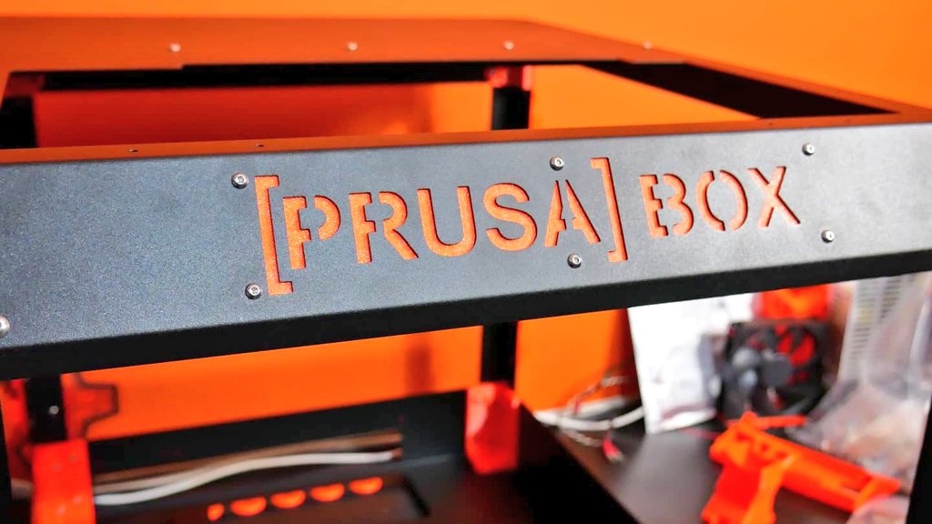 de3dprintman's tweet photo. The assembly of the #PrusaBox enclosure is a lot of fun so far and everything fits together nicely. I love how the black metal parts look with the printed parts in @prusament PETG Prusa Orange. It's amazing how strong the assembly is.
#3dprinting #3dp #printerbox #prusa3d https://t.co/VJvoO615Jo