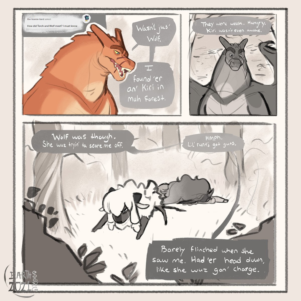 More of that Pokemon story! Torch the Charizard tells the story of how she ran across Wolf (Wooloo) and Kiri (Keldeo)!🥺 