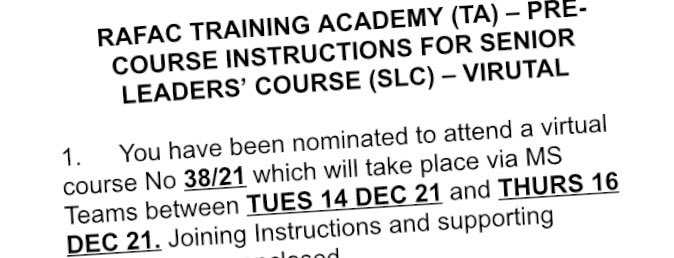 Day 1 complete of the Senior Leadership Course.  Lots of discussion around roles and responsibilities, change management and influence, finished off with an update from 2FTS around gliding.  Hoping day 2 is just as engaging and informative.