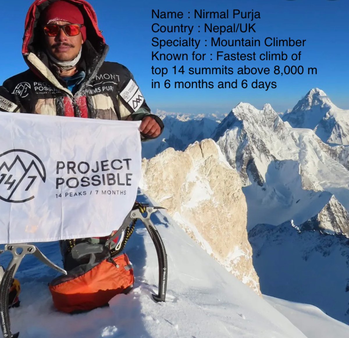 MountainPeakers's tweet photo. #transcendtuesday #mountainheroes Every Tuesday, a new mountain hero! You may have watched Nims’ movie on Netflix already. If not, we strongly recommend it. Amazing mountaineer! 🤩🏔 @MyPeakChallenge @SamHeughan @nimsdai  #mountainpeakers #discoveryoursummmit https://t.co/L0SpACIQMf
