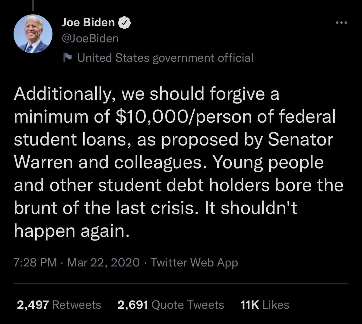 drgravyphd's tweet photo. I can't wait until the midterm elections and Dems tell us AGAIN "it's the most important election of our lifetime." Good luck getting young voters to the both in November after this sham #studentloanforgiveness https://t.co/eSPj0nEBo5