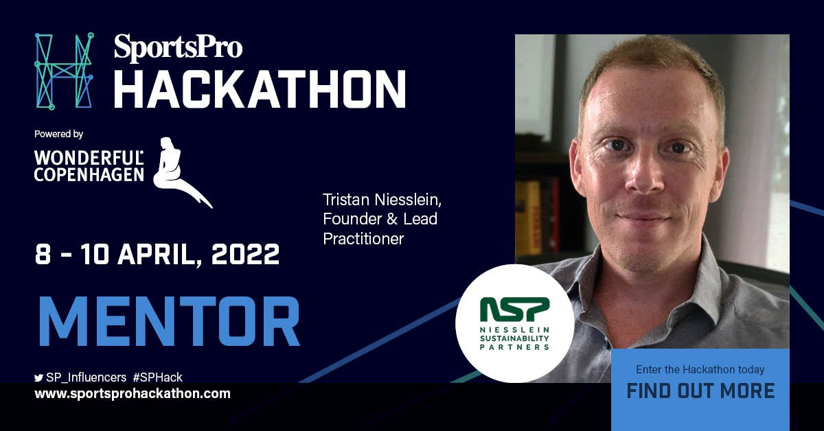 TNiesslein's tweet photo. I am excited to be a mentor for the SportsPro Sustainability Hackathon again in 2022, Powered by Wonderful Copenhagen, taking place on the 8th - 10th April.
https://t.co/I6GONjALMN

@sportspromedia #SPHack https://t.co/qDNV5ATblB
