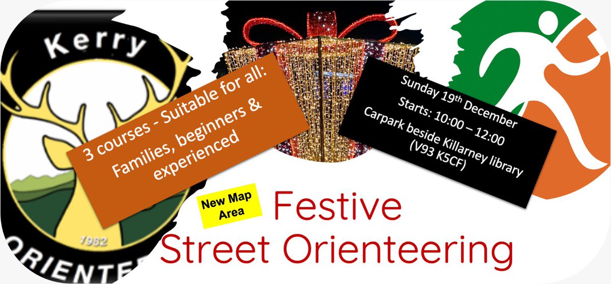Festive Street Orienteering Killarney 19 Dec. <a href="/orienteeringIRE/">Orienteering Ireland</a> <a href="/killarneydotie/">Killarney.ie</a> <a href="/KerryRSP/">Kerry Recreation & Sports Partnership</a> <a href="/talkaboutrk/">TalkAbout RadioKerry</a>