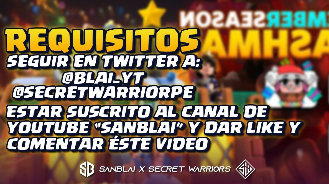‼️⭐️SORTEO ESPECIAL DE  NAVIDAD X7 PASS ROYALE(5,60$ c/u)⭐️‼️

Requisitos:
-Seguir <a href="/SecretWarriorPE/">Secret Warriors</a>
-Seguir @blai_yt
-Suscribirse al canal de Youtube "SANBLAI"
-Dar rt🔃 y fav❤️
-mencionar 3 personas 

Termina el miércoles 25/12 🍀