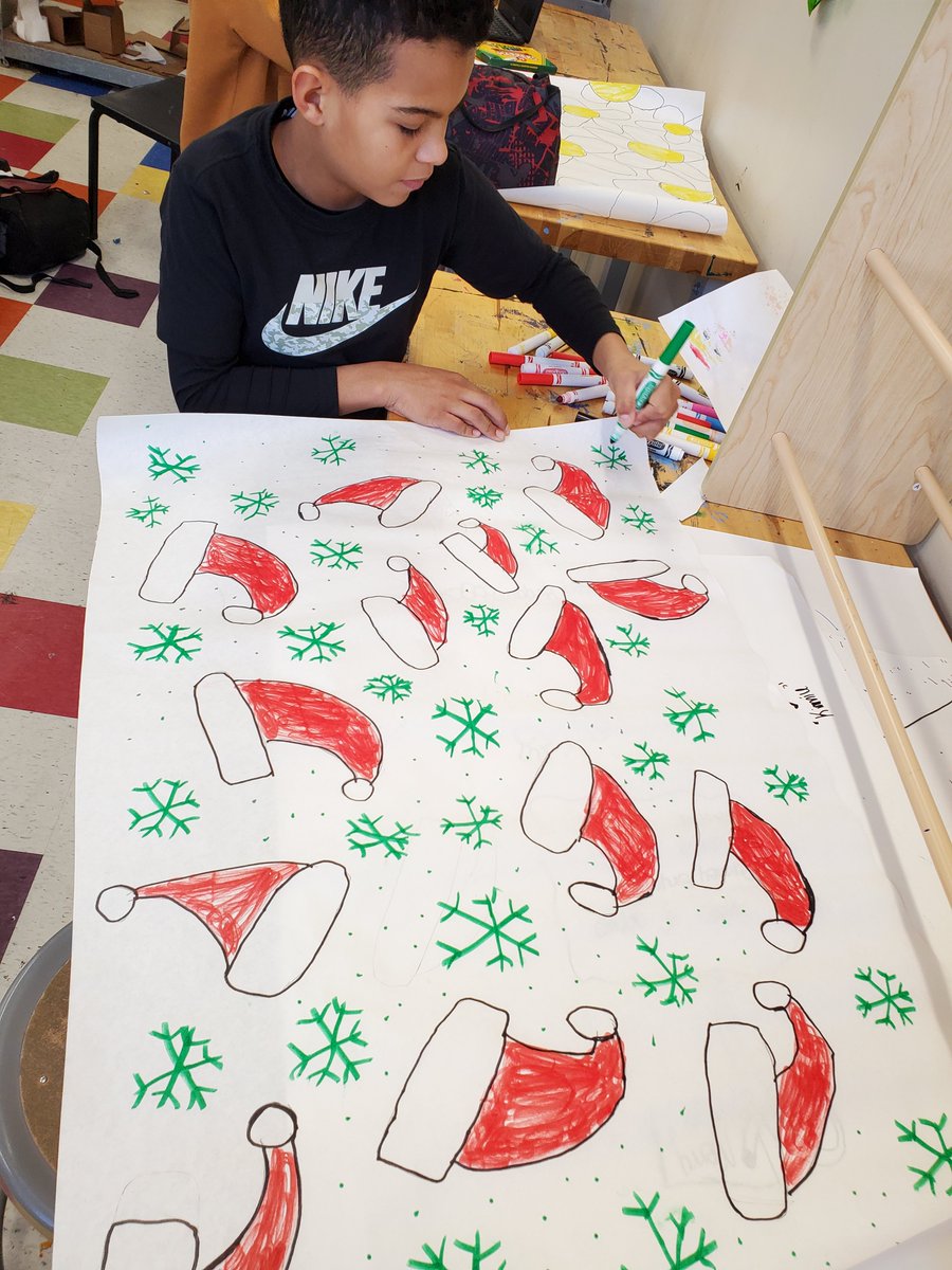 TupeloMiddle's tweet photo. TMS Art students made a Christmas Village for the class hamster. Gingerbread houses, Christmas trees, &amp; candy made out of cardboard/paper/white glue. All completely safe for Gus Gus to nibble on

While Gus-Gus enjoys the village, students designed their own wrapping paper! #TPSD https://t.co/LLe5qMp0Dw