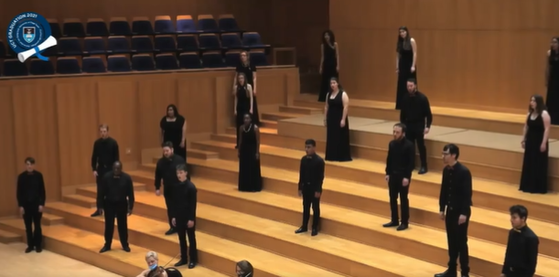 UCT_news's tweet photo. #UCTGrad2020 The harmonic sounds of the Cape Town Youth Choir fill the hall as they sing the national anthem at the Faculty of Health Sciences and Faculty of Law virtual graduation event. https://t.co/thbbN5ELR8