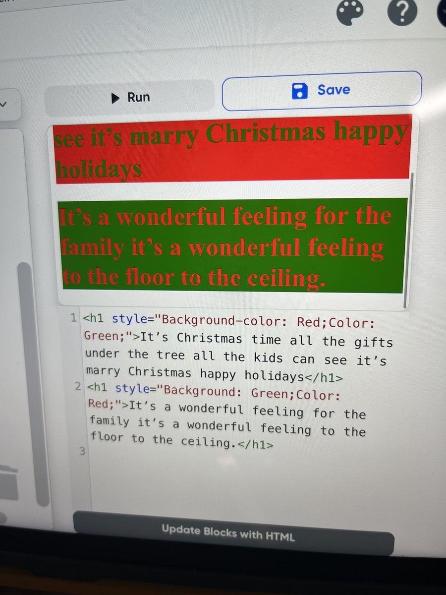 WAWMPershing's tweet photo. Trying out some HTML holiday coding via SkillStuck this week! #CSEdWeek #HTMLHolidayCards #SkillStruck https://t.co/EQ7dYyObmU