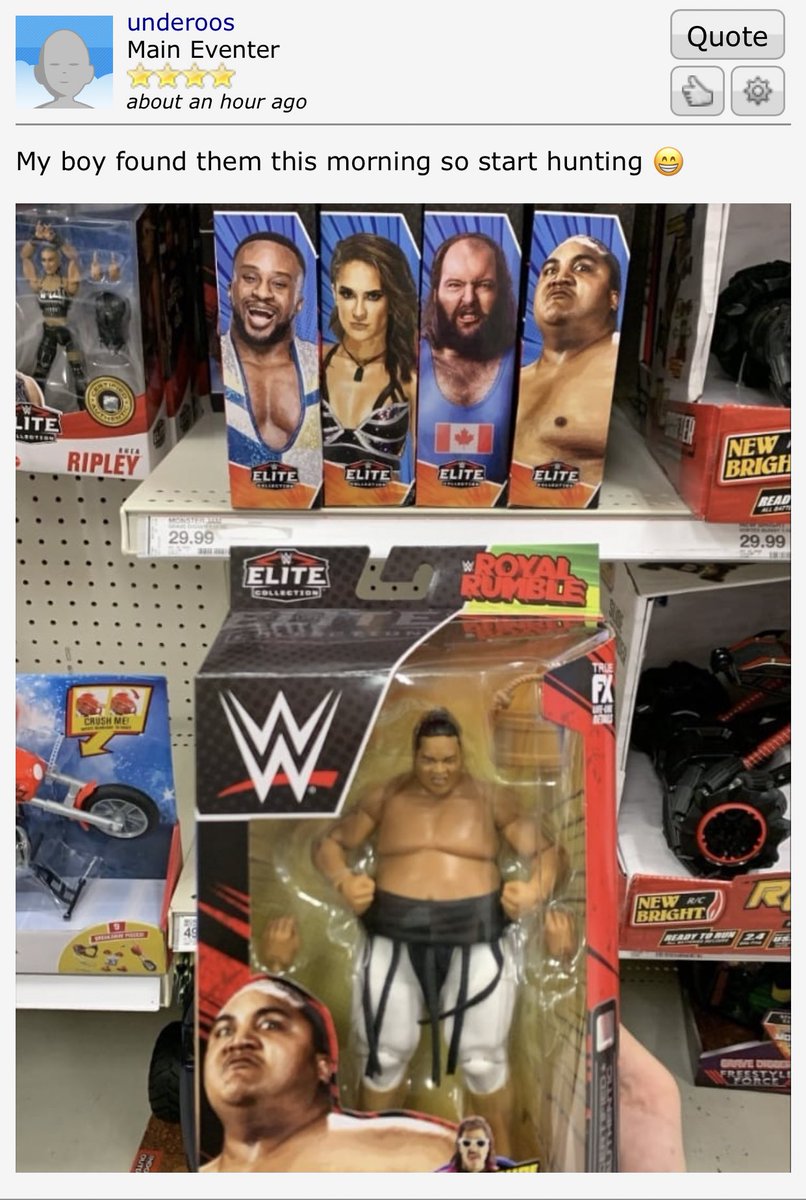 WWE ROYAL RUMBLE ELITES: The set has been found in California. No word on the DPCI code for it at this moment. If you should find out please pass it along so we can help inform the community. Thank you!

📸: WFigs