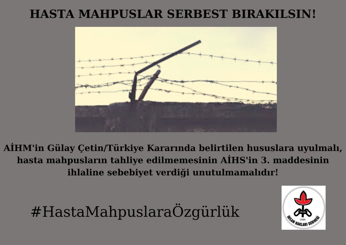 ihdamedsubesi's tweet photo. #HastaMahpuslaraÖzgürlük https://t.co/62k1YBFkun