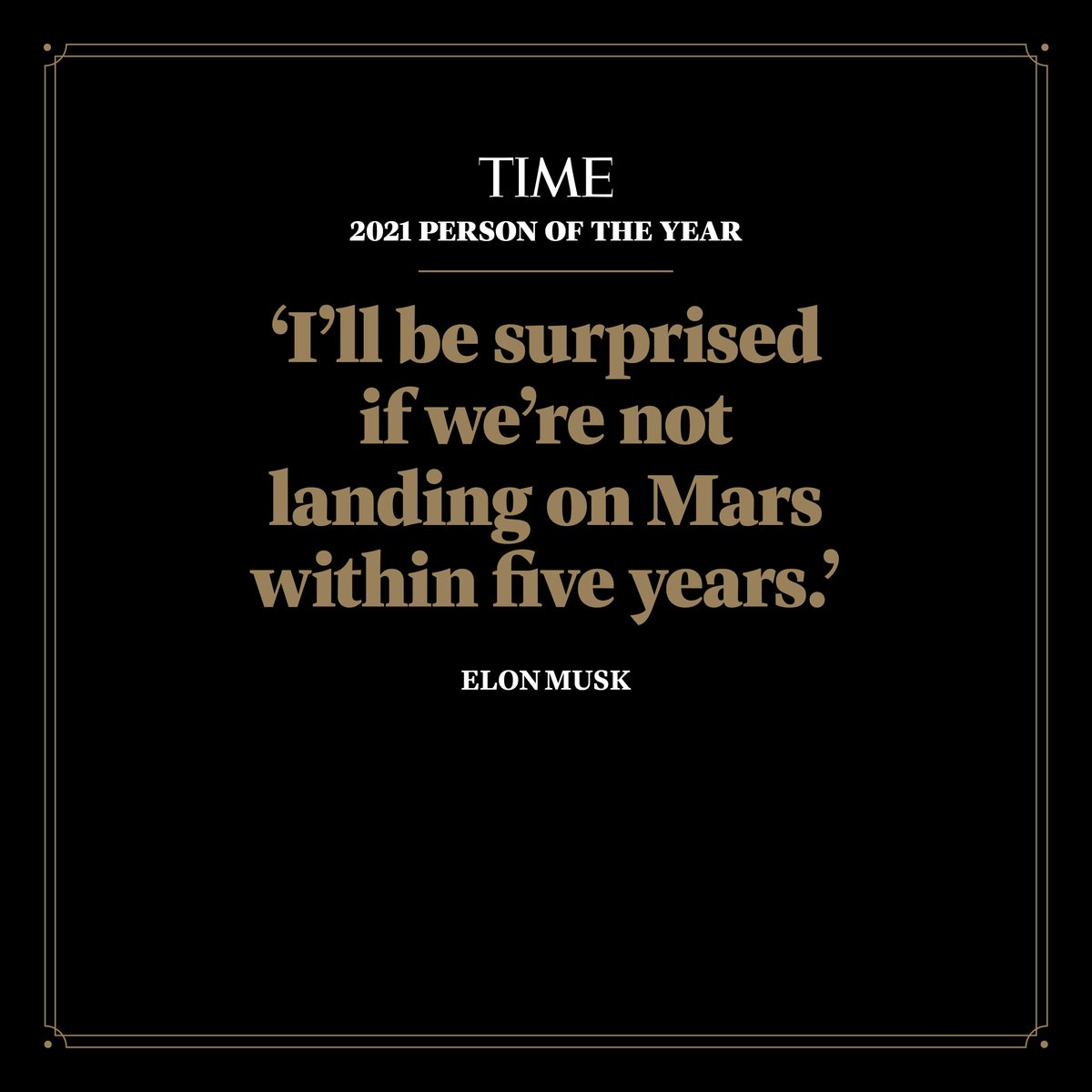 TIME's 2021 Person of the Year <a href="/elonmusk/">Elon Musk</a> dreams of Mars as he bestrides Earth, square-jawed and indomitable #TIMEPOY ti.me/3oRXbUi