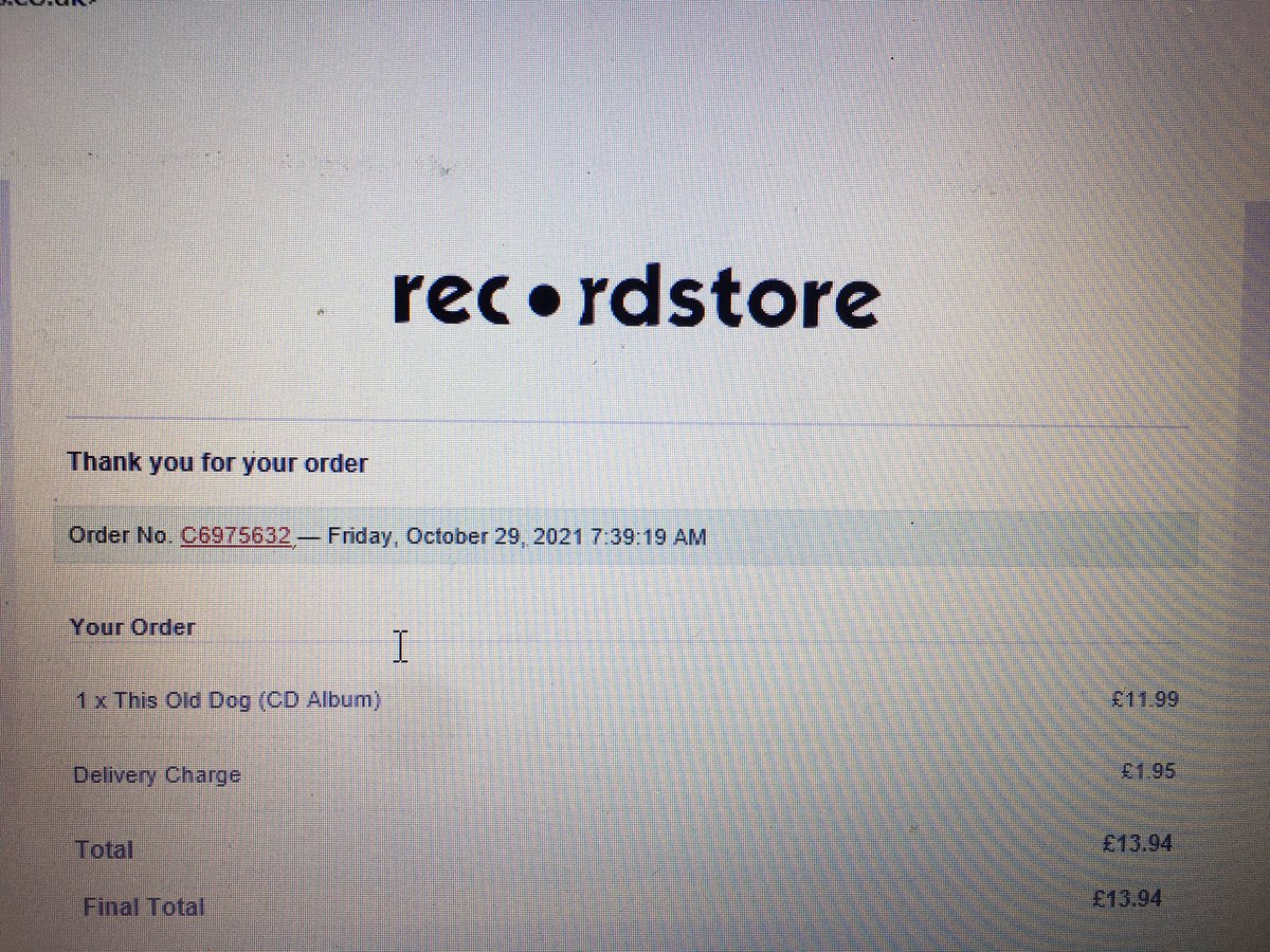 Can you please confirm if you will be sending me this vinyl ordered nearly 2months ago, before xmas please as it was due to be a xmas present. No response received to my help and support email a few weeks ago <a href="/recordstore/">Recordstore.co.uk</a>