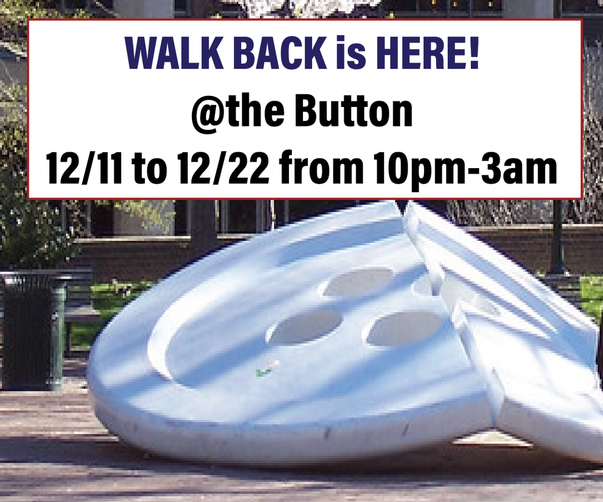 PennDPS's tweet photo. Use the Walk Back Program during reading days and final exams, 12/11 to 12/22. A Security Officer is posted at the “Button” on Locust Walk from 10pm-3am to offer walking escorts to anyone in Van Pelt-Dietrich Library. 
Or, call 215-898-WALK to request a Walking Escort anytime! https://t.co/NmCYW1Q8kB