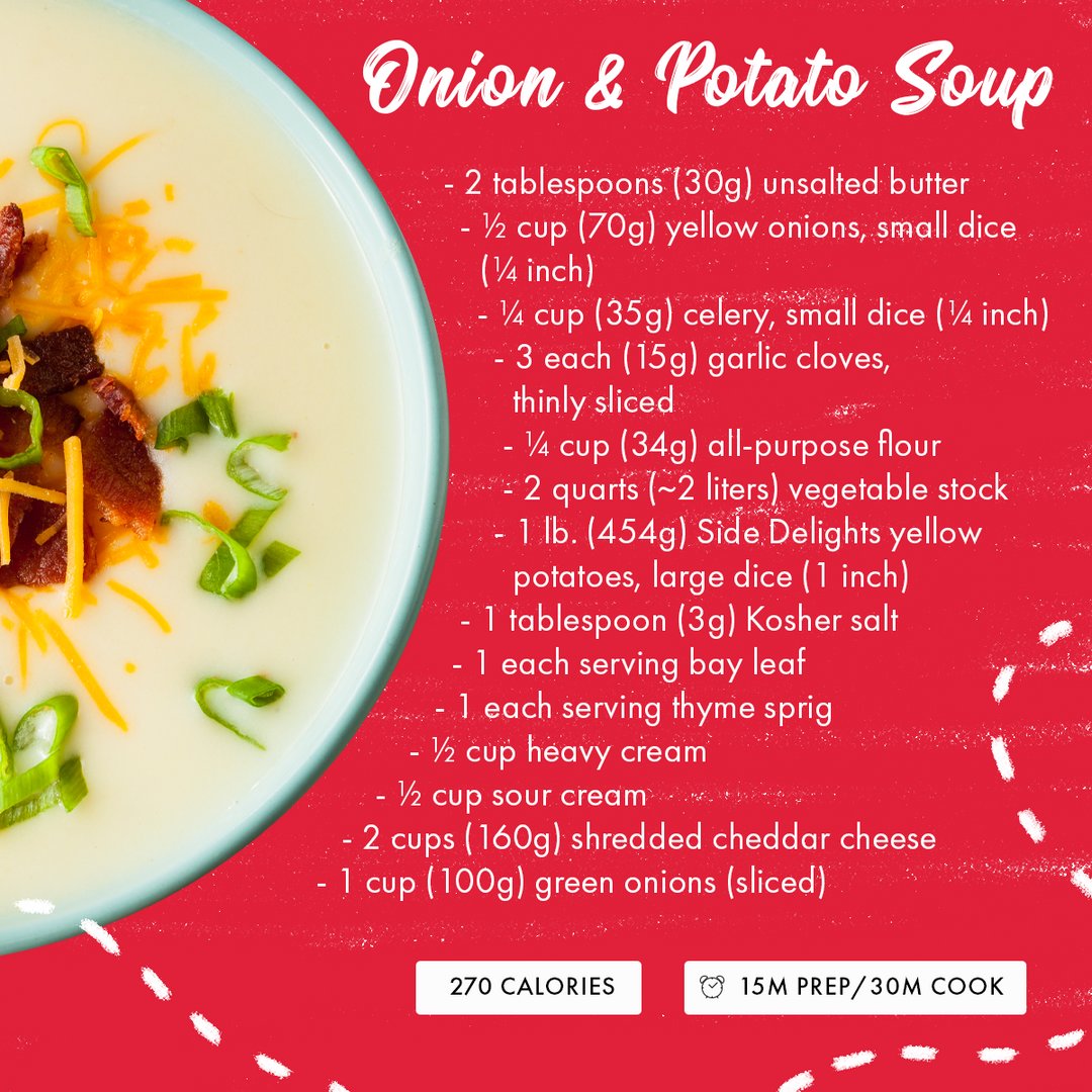 SideDelights's tweet photo. When the weather's chilly and you're looking for a hearty, comforting meal, look no further than onion and potato soup. It's the perfect soup to warm you up, and fill you up! Swipe for the full recipe.
#SideDelights #Potatoes https://t.co/ic0higLxtu