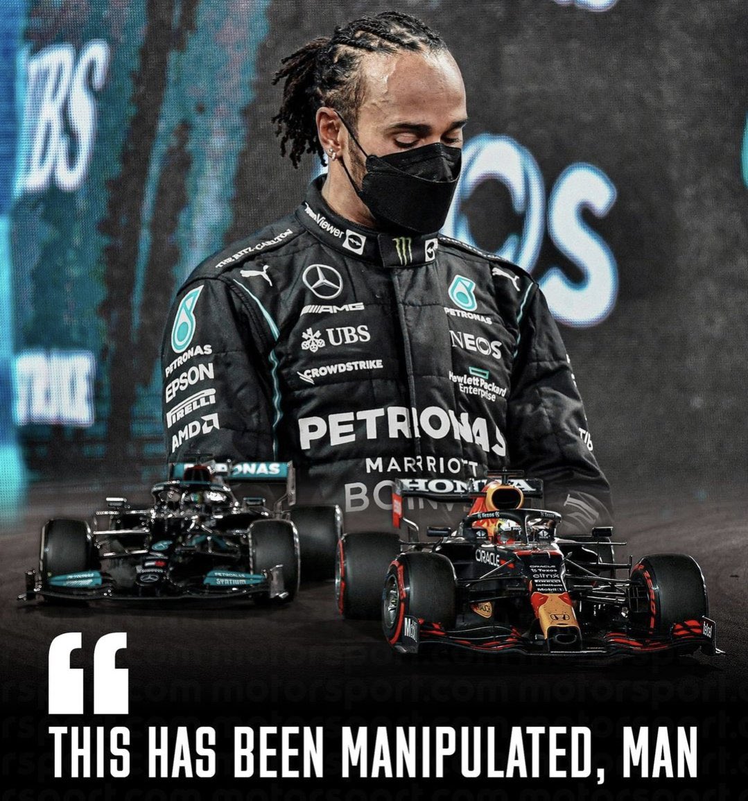 RedDevilLiam's tweet image. Imagine being that good that the only way you don’t win the championship is if the FIA and Michael Masi STEAL it from you whilst they break their own rules to get a new poster boy. Only one man is champion and his name is Lewis Hamilton. #IStandWithLewisHamilton