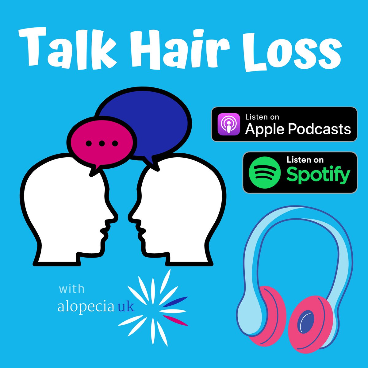 Earlier this year we launched our podcast ‘Talk Hair Loss’. 
You can listen back to episodes on Spotify and Apple Podcasts. More info here: alopecia.org.uk/podcast-talk-h…