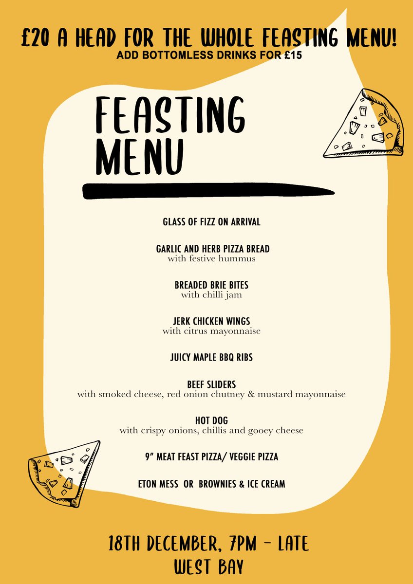 WatchHouseCafe's tweet image. TUCK IN &amp;amp; FEAST 🍕

Join us on Saturday evening (7pm) for a whole evening of feasting!!

£20 a head for THE WHOLE feasting menu 
and BOTTOMLESS DRINK for an extra £15 

Please head watchhousecafe.co.uk to make a booking! 

#watchhouse #dorset #southwest #westbay #cocktails