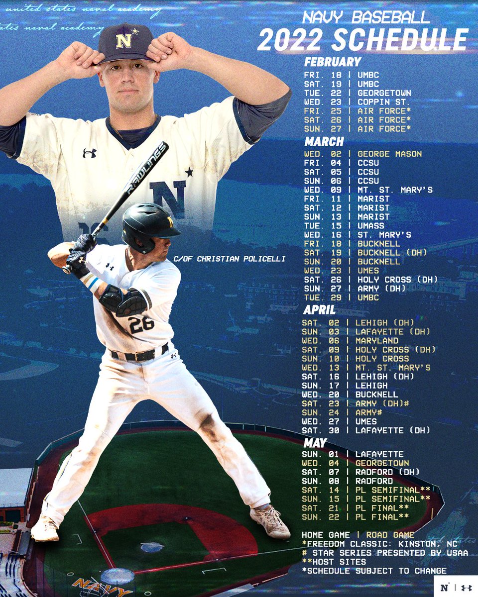 🚨The 2022 Schedule is Here🚨

Who's ready for baseball season🙋‍♂️

#GoNavy