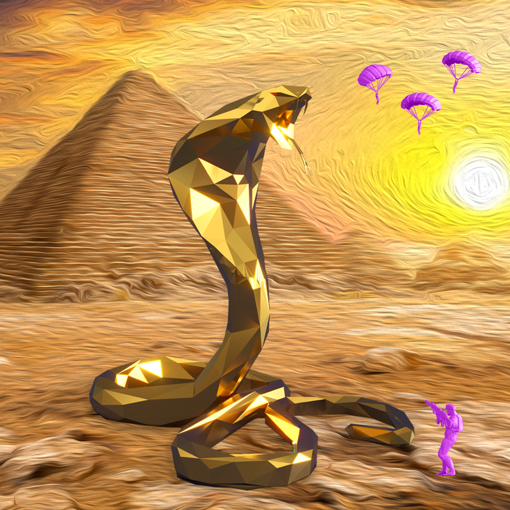 polymetricsART's tweet image. Genesis King Cobra with Giza Background, Double attack trait.
Genesis is easily identifiable because of the GOLD trait (not available in Generative collection). Also, every Genesis background will be full color. The double attack trait gives it extra rarity.
Like for #TeamCobra?