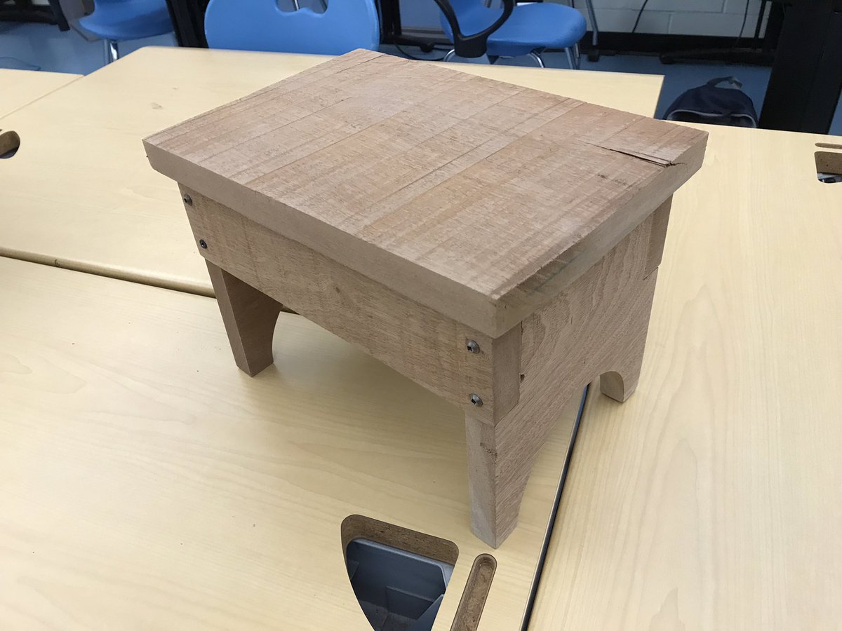 Ss in #Drafting/#CADD class #CNC a stool.  Each student design and created their own part and then cumulatively they assembled it #manufacturing #teched #cteea #iteea #STEM #engineering #CAM