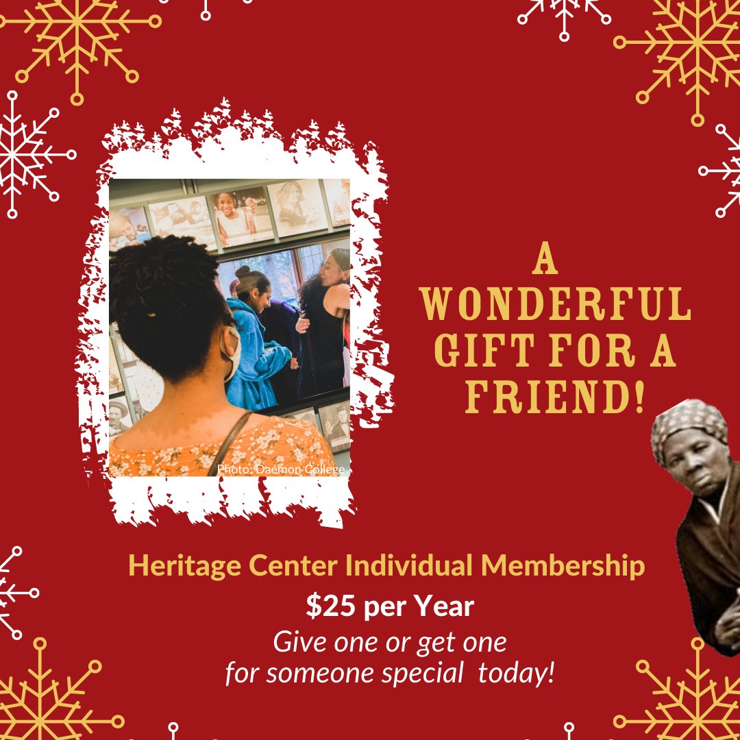 A wonderful gift for a special person  just in time for the New Year and 20% off! An Individual Membership to the Heritage Center is a great gift for that history buff in your life. 
bit.ly/3Gxow4i
#blackmuseums #Undergroundrailroad #membership