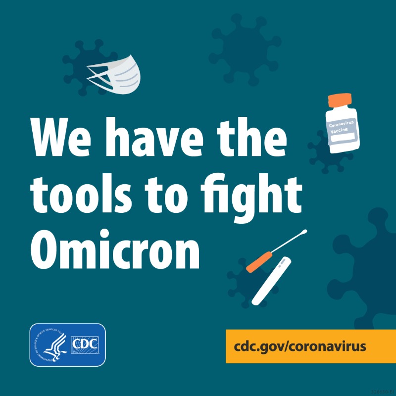 CDCgov's tweet photo. CDC estimates that #Omicron variant now represents about 3% of U.S. #COVID19 cases.

Layered prevention strategies work to prevent COVID-19 spread:
- Vaccines + boosters when eligible.
- Masking in indoor public spaces.

Schedule a vaccine or booster: https://t.co/xbvNibdkCt.