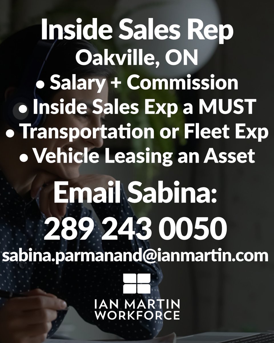 raiseworkforce's tweet photo. #nowhiring  #insidesales #representative needed in #oakvilleontario.
 As #insidesales #representative , you will be responsible for handling incoming customer inquiries, identify customer needs and maintain relationships

https://t.co/aYoeqfFl3N

#fleet, #transport https://t.co/sVHRiq7vjt