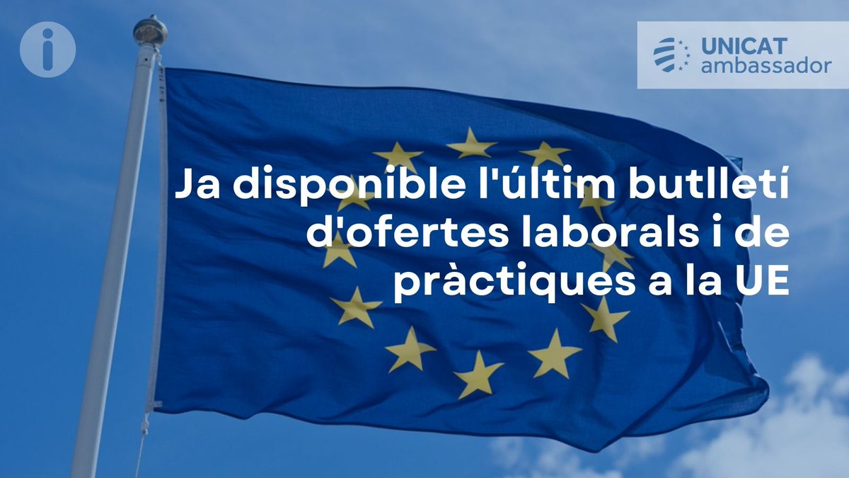 🇪🇺 Ja està disponible el butlletí bimensual d'ofertes laborals i de pràctiques a les institucions de la Unió Europea. En aquest trobareu informació sobre les diferents posicions que s'ofereixen, condicions i dates per presentar sol·licituds.

🔗 Enllaç: cutt.ly/eYZMX51