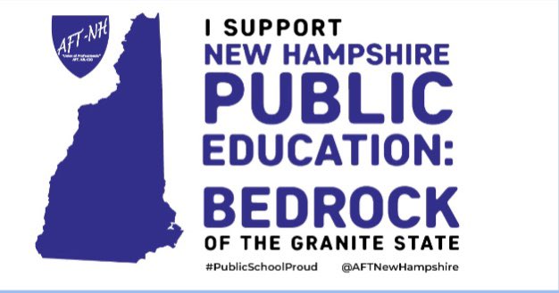 Breaking: @AFTNewHampshire, 3 NH public school teachers & 2 parents of public school students filed a lawsuit against the Divisive Concepts law. I support their fight to defend public education & teaching honest history. Share this graphic to show that you’re #PublicSchoolProud!