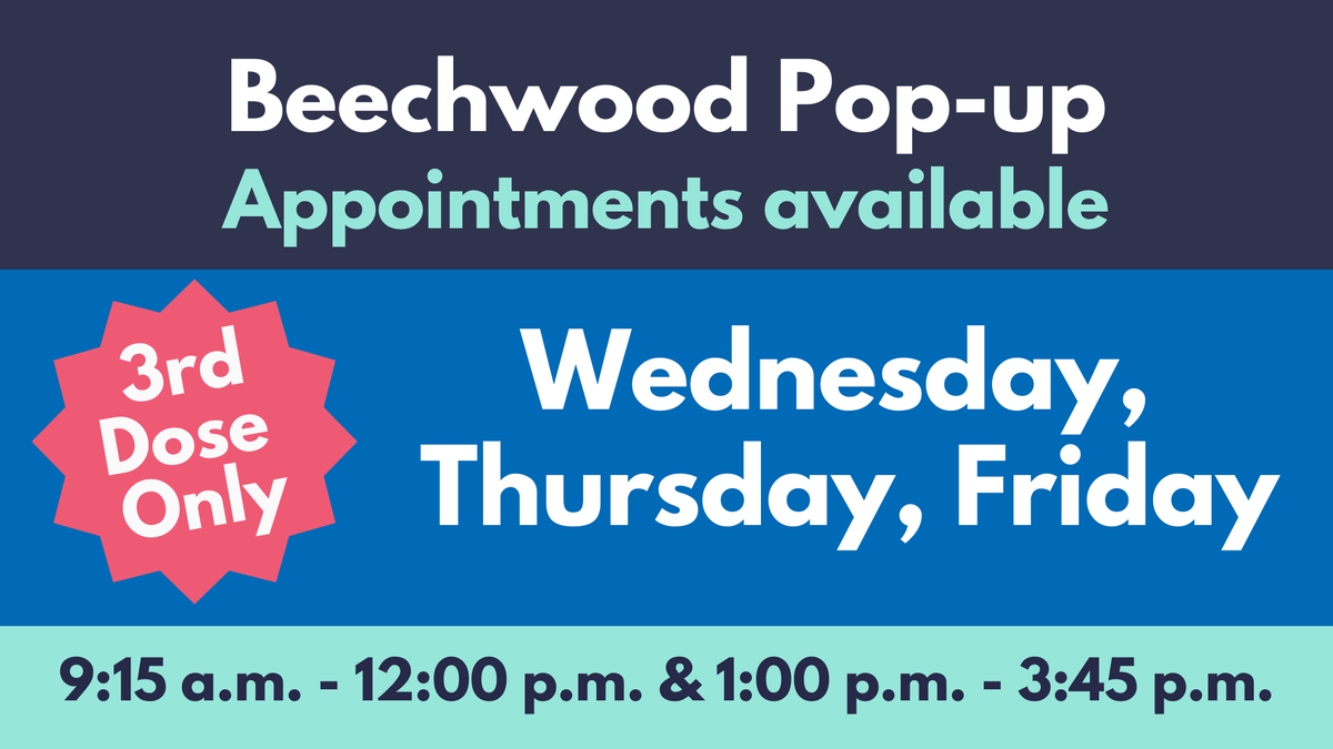 ROWPublicHealth's tweet photo. This week, the Region of Waterloo is offering a pop-up clinic for third doses only. If you are eligible to receive a third dose, book an appointment. 

📍99 Beechwood Rd, Cambridge
🗓️December 15th, 16th, and 17th
⏰9:15am-12:00pm &amp; 1:00pm-3:45pm
➡️ https://t.co/gCv5Od104E https://t.co/qt2zMeOweQ
