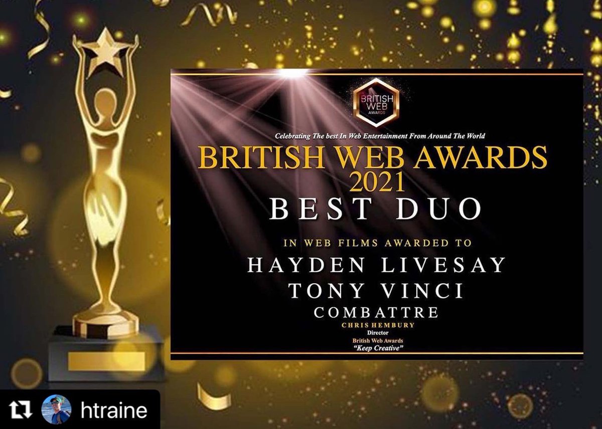 British Web Awards (@britishwebaward) on Twitter photo #Repost <a href="/htraine/">Helen Traine</a>
Award certificates coming in 🔥 from the 2021 British Web Awards, Best Acting duo & Best screenplay. And who better to share these wins with than the man himself @avinci27 Thanks @britishwebawards and thank you to our whole team of Combattre.
#britishwebawards #Repost <a href="/htraine/">Helen Traine</a>
Award certificates coming in 🔥 from the 2021 British Web Awards, Best Acting duo & Best screenplay. And who better to share these wins with than the man himself @avinci27 Thanks @britishwebawards and thank you to our whole team of Combattre.
#britishwebawards