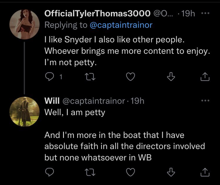 ActionWho's tweet image. Will Brennan aka @captaintrainor sums himself up perfectly here; a petty Snyder fan crying and moaning because WB won’t let Snyder make his precious JL 2 and 3
Your a fully grown adult and your crying because you can’t have JL 2 &amp;amp; 3 from Snyder? Grow up.