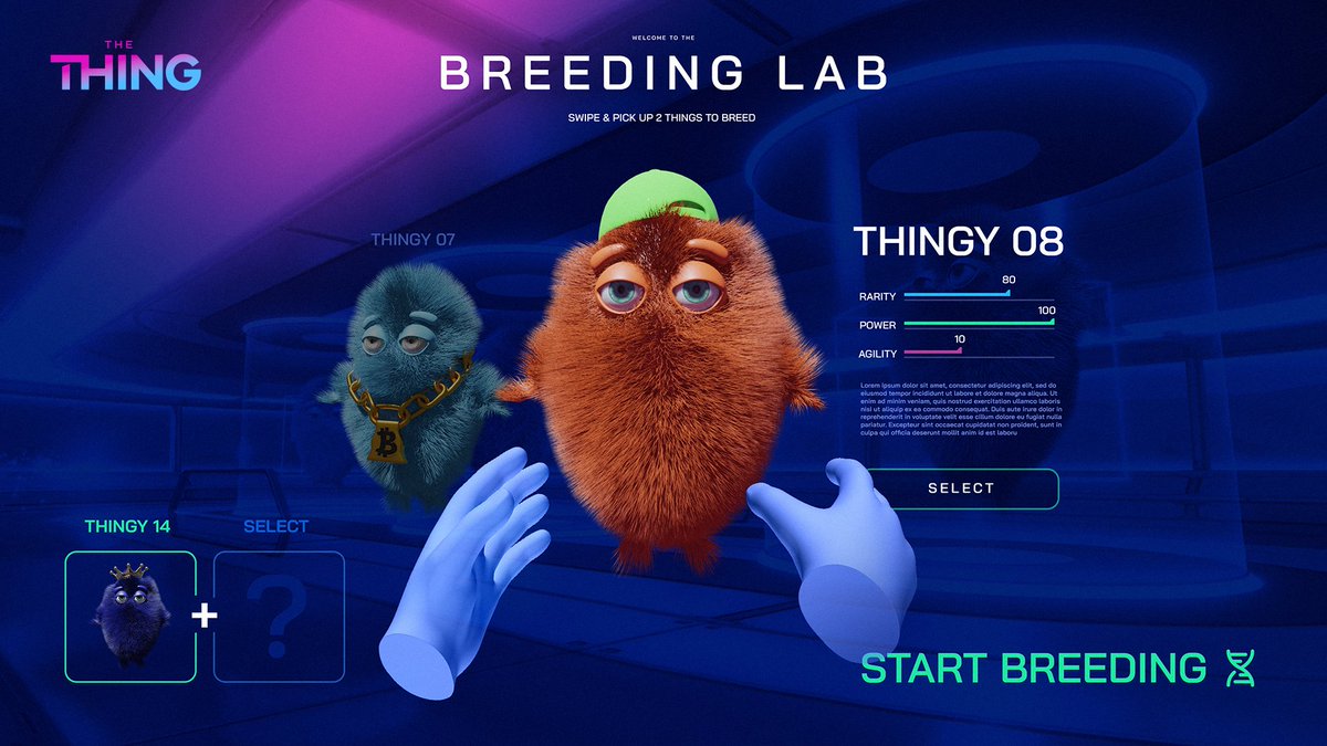 TheThingNFT's tweet photo. 🚨 Sneak Peeks of the NFT Breeding Lab 🚨
This is the LAB where you can select which Things you want to breed, it takes two Things to breed one Little Thing. You will need $TCOIN to pay for the breeding. Each Thing can be bred a maximum of 3 times per month. #Playtoearn #NFTDrop https://t.co/xfMIDZqgjU