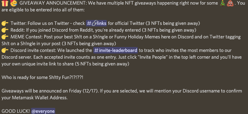 Sh_tOnAShingle's tweet photo. We're doing a #GIVEAWAY for some Sh!t on a Sh!ngle #NFTs. 

The best way to get your #FREE Sh!t is to join our Discord 👇👇

https://t.co/xz6MWeog6R

Oh - and generous profits go directly to @letsfcancer 

#SantaPoopsToo #Ethereum #Opensea https://t.co/cTyfTHaPBb