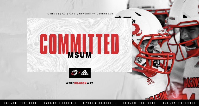 Samrpaar's tweet photo. Happy to announce I will be committing to MSUM! I’d like to thank everyone that’s helped me throughout the years. Excited to #findaway to make the Dragons my new football family! @CoachLaqua @coachjcurrier @msum_football @PaarJoel https://t.co/GmuXpxGUkE