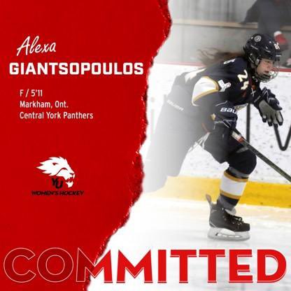 Congratulations, to 2021-22 Jr Panther Alexa Giantsopoulos , on her commitment to USports OUA York University Lions. Alexa is a highly committed student-athlete and is also the Captain of the Jr Panthers this season. We are so happy for Alexa and proud of her!