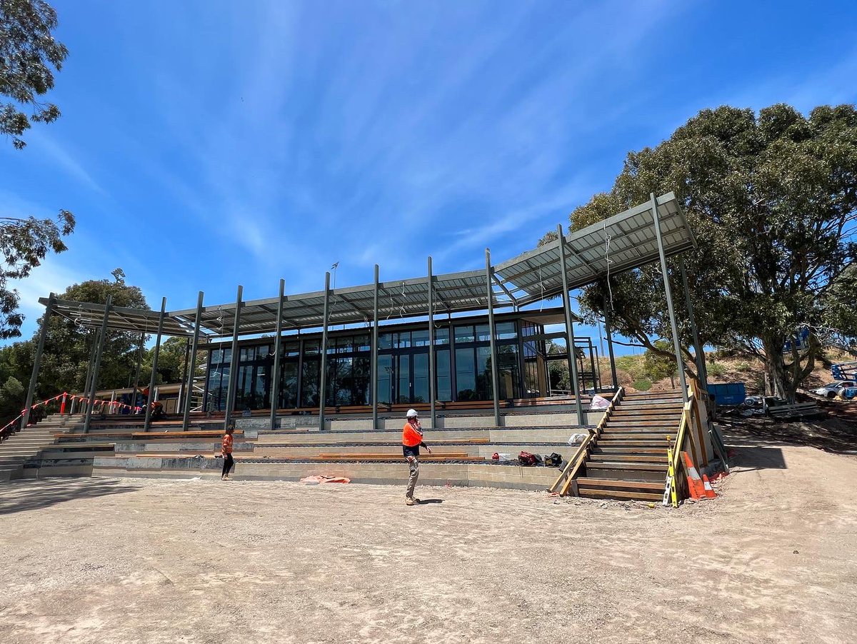 RomaldiPtyLtd's tweet photo. Lots of projects and lots of activity happening the week before Christmas Closure. This awesome project “Womens Memorial Playing Fields” at St Mary’s is almost home …. 
#romaldi #romaldiconstructions #teamromaldi #builder #construction #womensmemorialplayingfield #sport https://t.co/DqtFd8u0j9