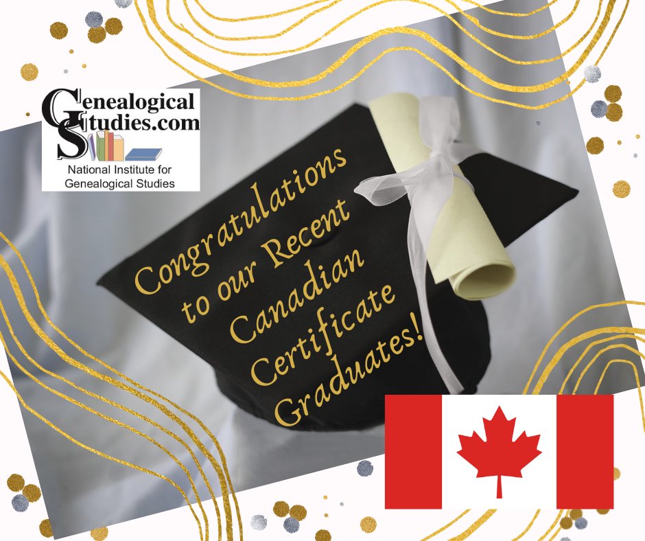 GeneaStudies's tweet photo. Congratulations to recent National Institute for Genealogical Studies Graduates, who have completed their Canadian Records Certificate Program between Jun 2019 & Oct 2021. #CanadianRecords #genealogist #onlineeducation @GeneaStudies
Names of grads: https://t.co/P3nloY2k6H https://t.co/iHaR4Cu5dH