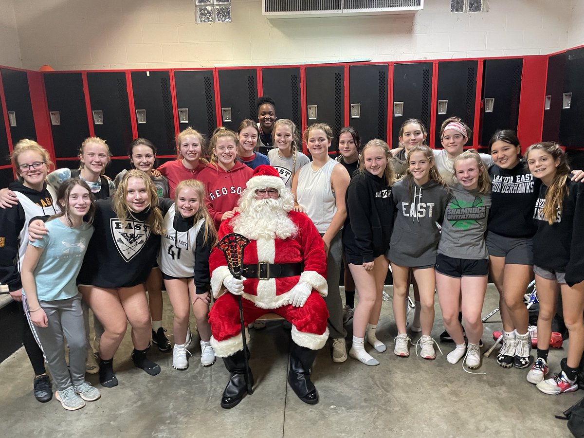 Had a special guest at East Girls Lax captains practice tonight. SANTA!!!!!