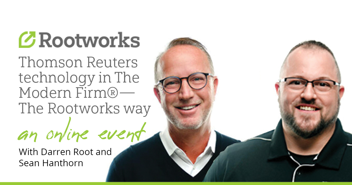 Join me and Sean Hanthorn this Thursday at 2pm ET to learn best practices for integrating Thomson Reuters technology with other best-of-breed applications. Hundreds of TR firms have transformed operations by adopting the Rootworks approach. Register free: bit.ly/31CzO8G