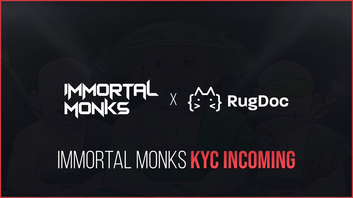 ImmortaIMonks's tweet photo. ✍️We✍️Want✍️A✍️KYC

Yes #ImmortalMonks ... we understood the assignment. 

You asked for KYC? Sure, @RugDocIO will be conducting it. 

STATUS: Founders start their KYC submission requirements. 

Turn on notifications for updates. https://t.co/B5ZOVOWqKM