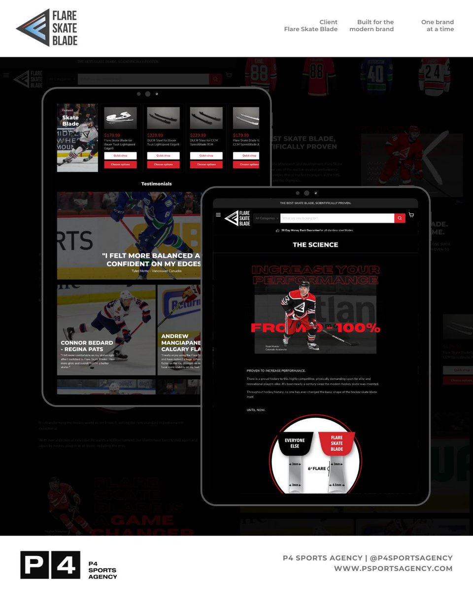 P4SportsAgency's tweet photo. P4 CLIENT SHOWCASE | @flareskateblade .

P4 helped Flare communicate their product and vision through professional branding and website development.

Flare Skate Blade website is now LIVE. Check it out at https://t.co/cXvGqyYKm4 🏒

#P4Sports
https://t.co/93x5b5J3kF https://t.co/BL1cNSC3Xf