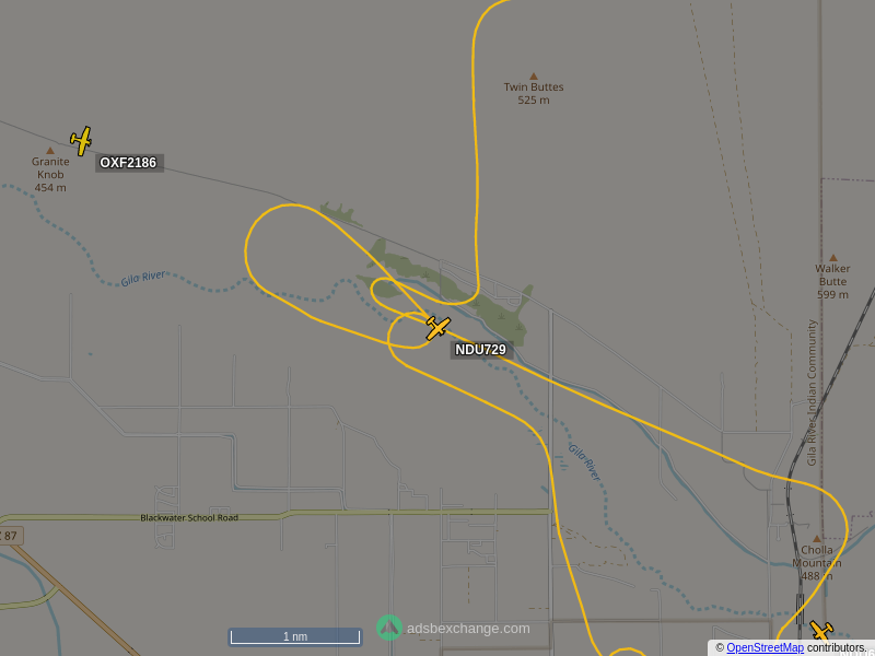 N729ND, a Piper PA-28-181, call sign NDU729 is circling over Blackwater at 4250 feet, speed 91 MPH, squawking 1200, 1.4 miles from Gila River Indian Community Fire Department Station 421 Blackwater https://t.co/kEUeG25tRd https://t.co/S1kq33DKhQ